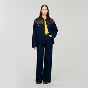 Deri Mix Denim Ceket