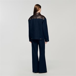 Deri Mix Denim Ceket