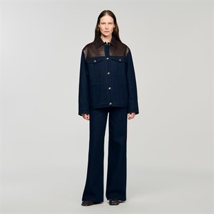 Deri Mix Denim Ceket