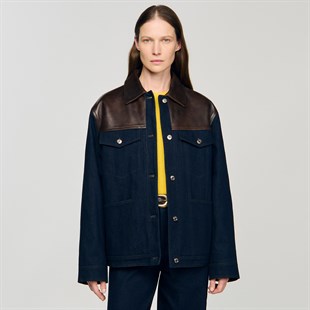 Deri Mix Denim Ceket