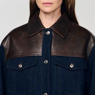 Deri Mix Denim Ceket