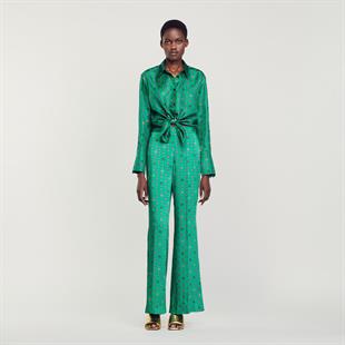 Desenli Saten Gömlek