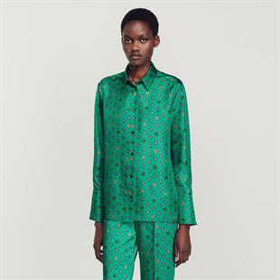 Desenli Saten Gömlek