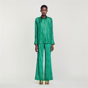 Desenli Saten Gömlek