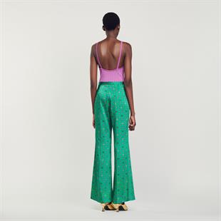 Desenli Saten Pantolon