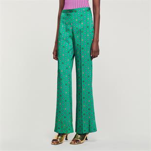 Desenli Saten Pantolon