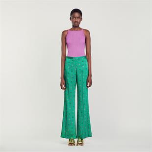 Desenli Saten Pantolon