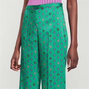 Desenli Saten Pantolon