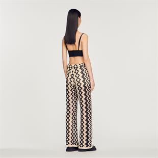 Desenli Siyah Örgü Pantolon