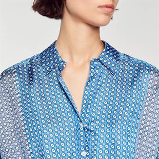 Desenli Volanlı Mini Elbise