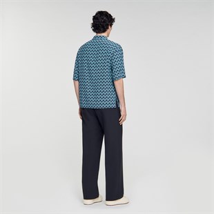 Diyagonal Desen Kısa Kollu Gömlek