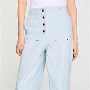 Düğme Kapama Elastik Jean Pantolon