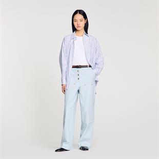 Düğme Kapama Elastik Jean Pantolon