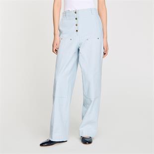 Düğme Kapama Elastik Jean Pantolon