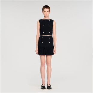 Düğüm Düğmeli Triko Üst