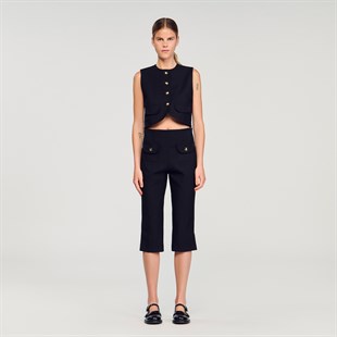 Düz Kesim Crop Yelek