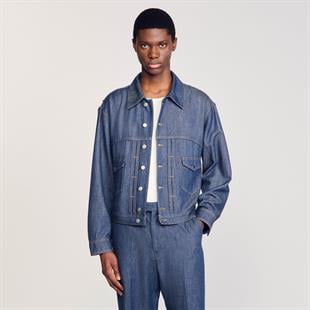 Düz Kesim Jean Ceket