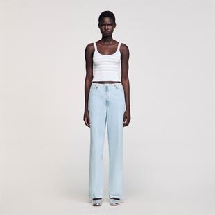 Düz Kesim Soluk Efektli Jean Pantolon