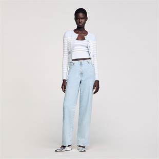 Düz Kesim Soluk Efektli Jean Pantolon