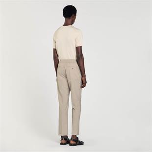 Düz Paça Bej Yün Pantolon