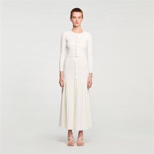 Ekru Crop Triko Hırka