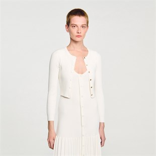 Ekru Crop Triko Hırka