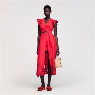 Etek Ucu Güpür Detaylı Şort Etek