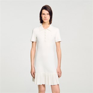 Etek Ucu Piliseli Polo Yaka Triko Elbise