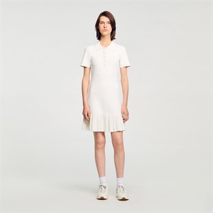 Etek Ucu Piliseli Polo Yaka Triko Elbise