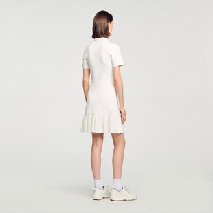 Etek Ucu Piliseli Polo Yaka Triko Elbise