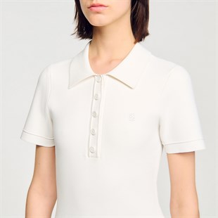 Etek Ucu Piliseli Polo Yaka Triko Elbise