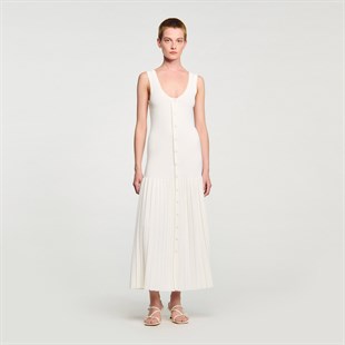 Etek Ucu Piliseli Triko Elbise