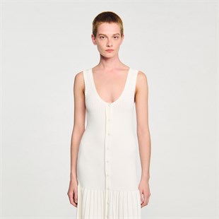 Etek Ucu Piliseli Triko Elbise