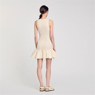 Etek Ucu Volanlı Mini Elbise