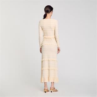 Fırfırlı Parlak Parlak Düğmeli Hırka