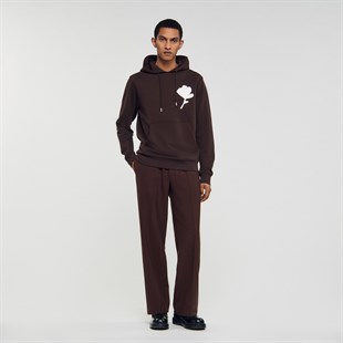 Floral Baskılı Kapüşonlu Sweatshirt