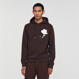 Floral Baskılı Kapüşonlu Sweatshirt