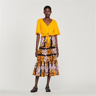 Floral Desen Baskılı Uzun Etek