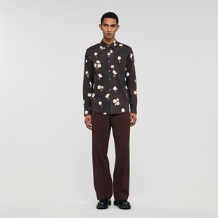 Floral Desen Keten Gömlek