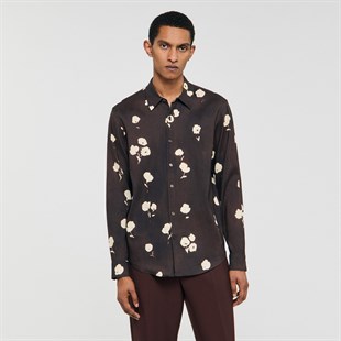 Floral Desen Keten Gömlek