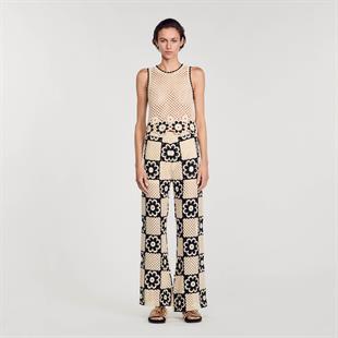 Floral Desen Örgü Pantolon