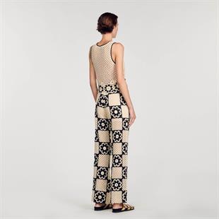 Floral Desen Örgü Pantolon