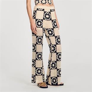 Floral Desen Örgü Pantolon