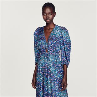 Floral Desen Truvakar Kollu Uzun Elbise