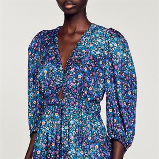 Floral Desen Truvakar Kollu Uzun Elbise