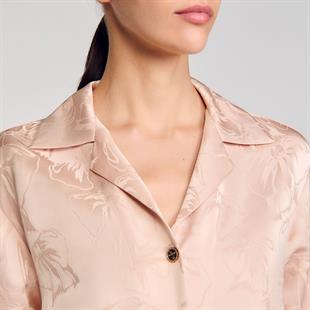 Floral Desenli Saten Gömlek