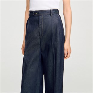 Geniş Kesim Koyu Mavi Jean Pantolon