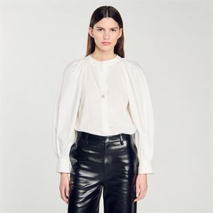 Geniş Kollu Broş Kapama Bluz