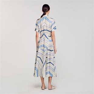 Geometrik desen ipek gömlek elbise