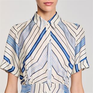 Geometrik desen ipek gömlek elbise